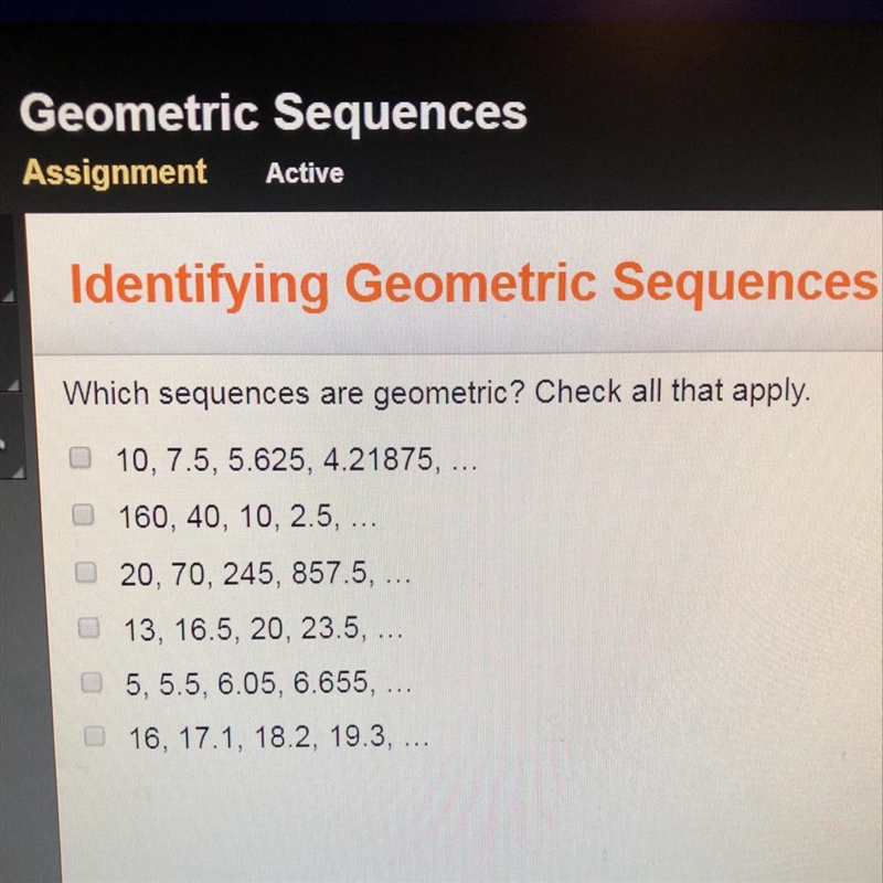 Which sequence are geometric? Check all that apply-example-1