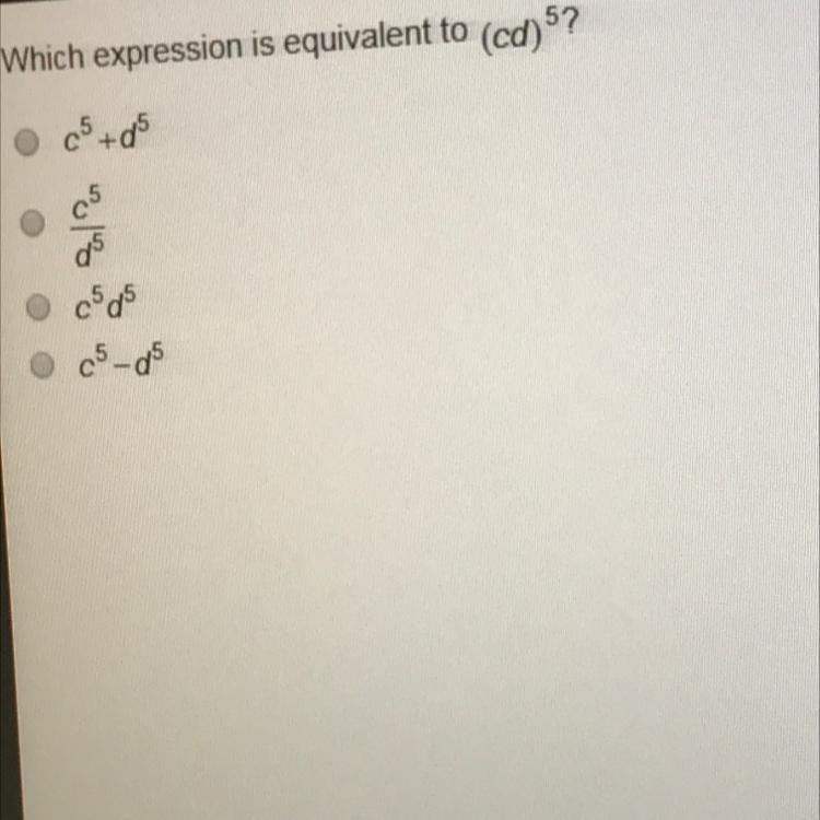 Witch expression is equivalent to (cd)5?-example-1