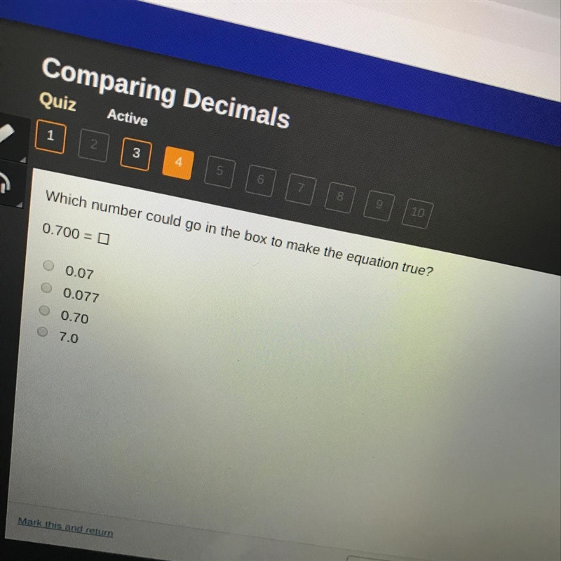 Comparing Decimals Quiz Active 0 2 OBDEO Which number could go in the box to make-example-1