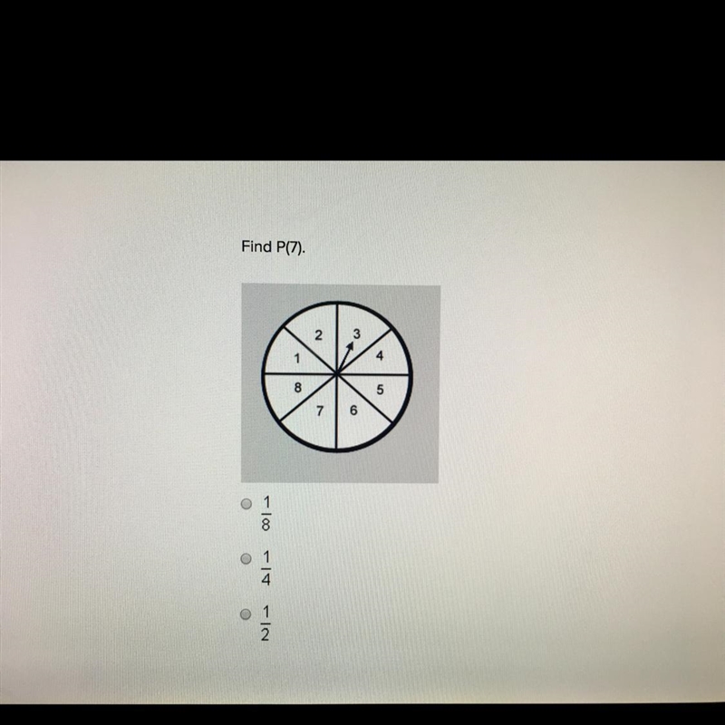 Find P(7). A). 1/8 B.) 1/4 C.) 1/2-example-1