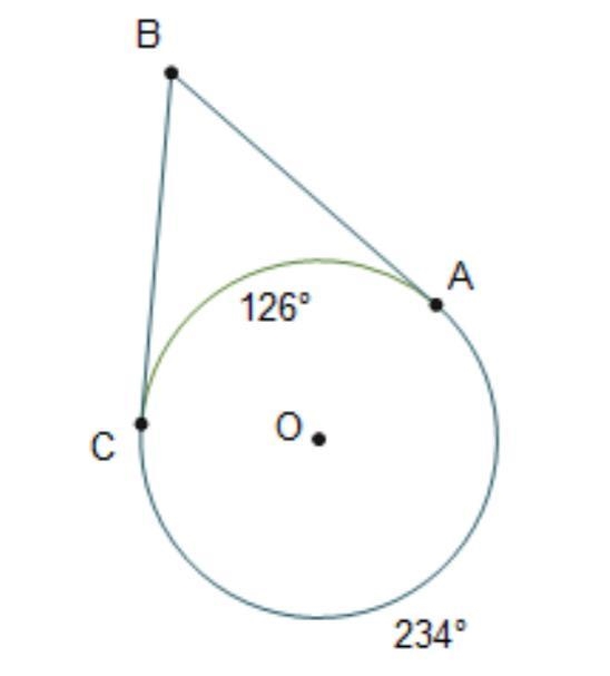 In the diagram of circle O, what is the measure of ∠ABC if m(arc)AC= 234 and the measure-example-1