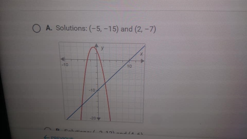 on a piece of paper, graph this system of equations. y = - x - 10 y = x^2 - 2x - 3 then-example-1