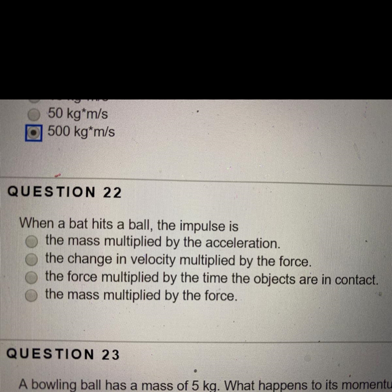 When a batter hits a ball the impulse is?-example-1