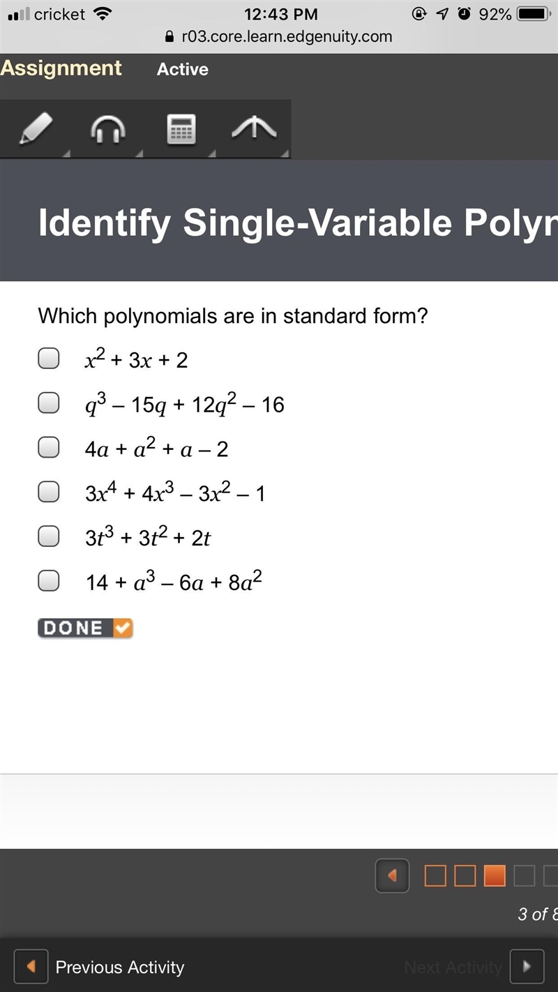 Which polynomials are in standard form-example-1