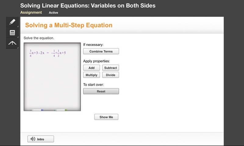 Solve the equation 3/4x + 3-2x = -1/4 + 1/2+5. PLEASE HELP ASAP-example-1