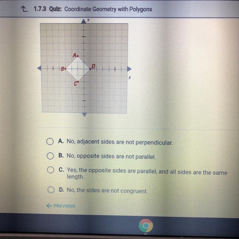 Is the following shape a square? How do you know?-example-1