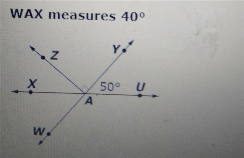 (Picture up top) Lines XU and WY intersect at point A. Based on the diagram, determine-example-1