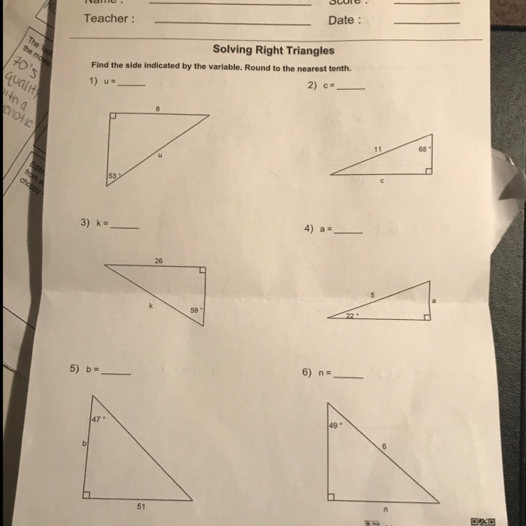 Find the side indicated by the variable. Round to the nearest tenth-example-1