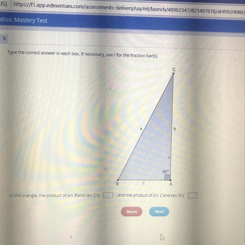 In this triangle, the product of sin Band tan C is , and the product of sin C and-example-1