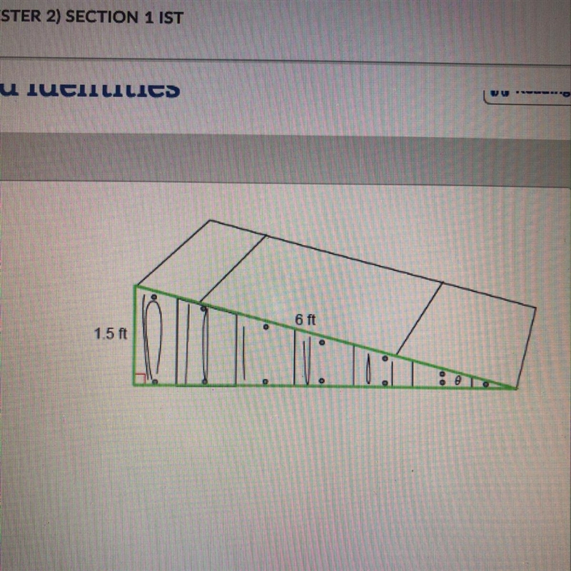 A bike ramp is shown in the figure. What is theta, the bike ramp's angle of elevation-example-1