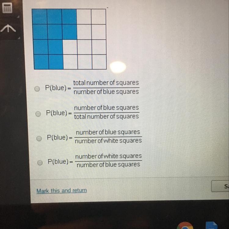 Which formula finds the probability that a point on the grid below will be in the-example-1