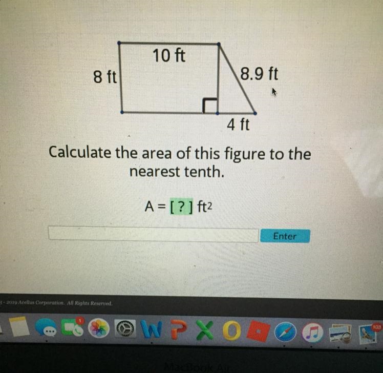 Please help. Calculate the area of this figure to the nearest tenth-example-1