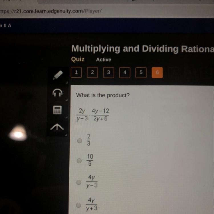 Which is the product 2y/y-3 x 4y-12/2y+6-example-1