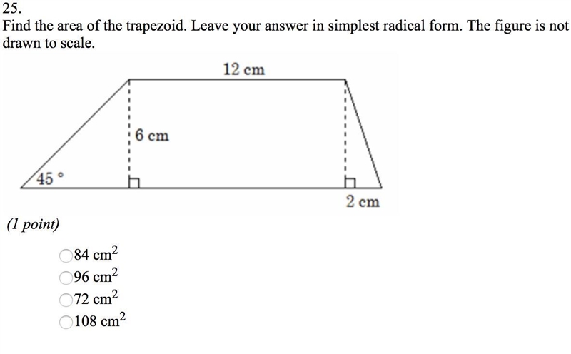 Help please! Find the area of the trapezoid. Leave your answer in the simplest radical-example-1