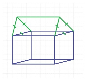 The prism-shaped roof has equilateral triangular bases. Create an equation that models-example-1