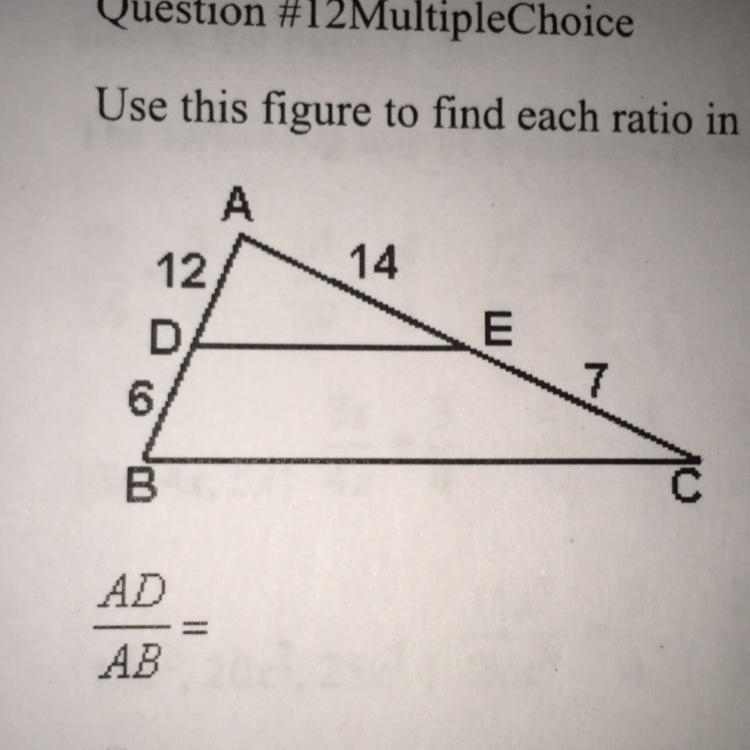 Use the figure to find each ratio in simplest form. AD/AB 1:3 1:2 2:3-example-1