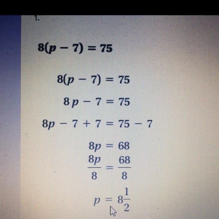 PLEASE HELP WITY MY ALGEBRA!!!!!!!!!! Describe the error. A. The student incorrectly-example-1