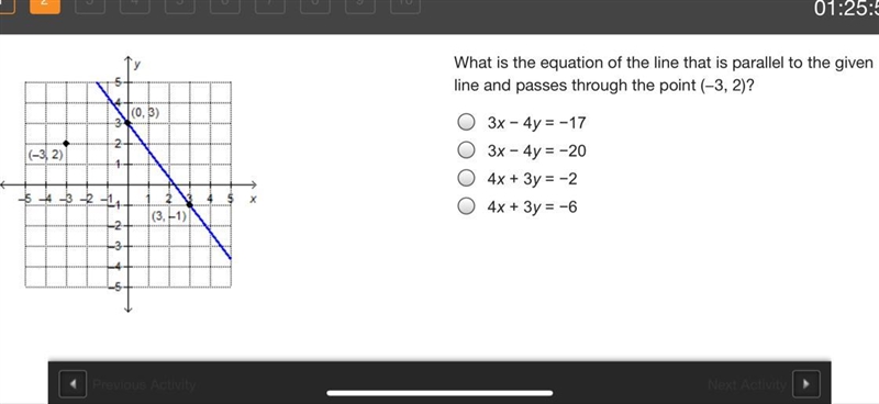 What is the equation of the line that is parallel to the given line and passes through-example-1