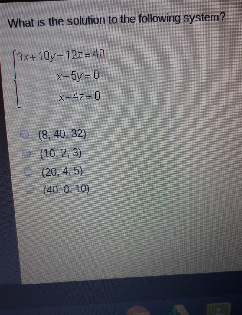 What is the solution of the following system?​-example-1