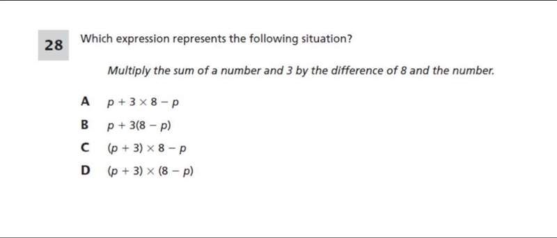 Multiple the sum of a number and 3 by the difference of 8 and the number-example-1