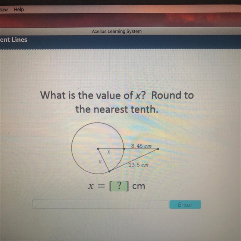 What is the value of x? Round to the nearest tenth. Please Need Help Badly.-example-1