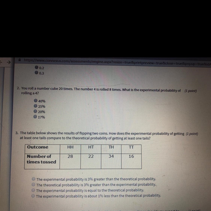 2. What is the external probability of rolling a 4 3 what is the external probability-example-1