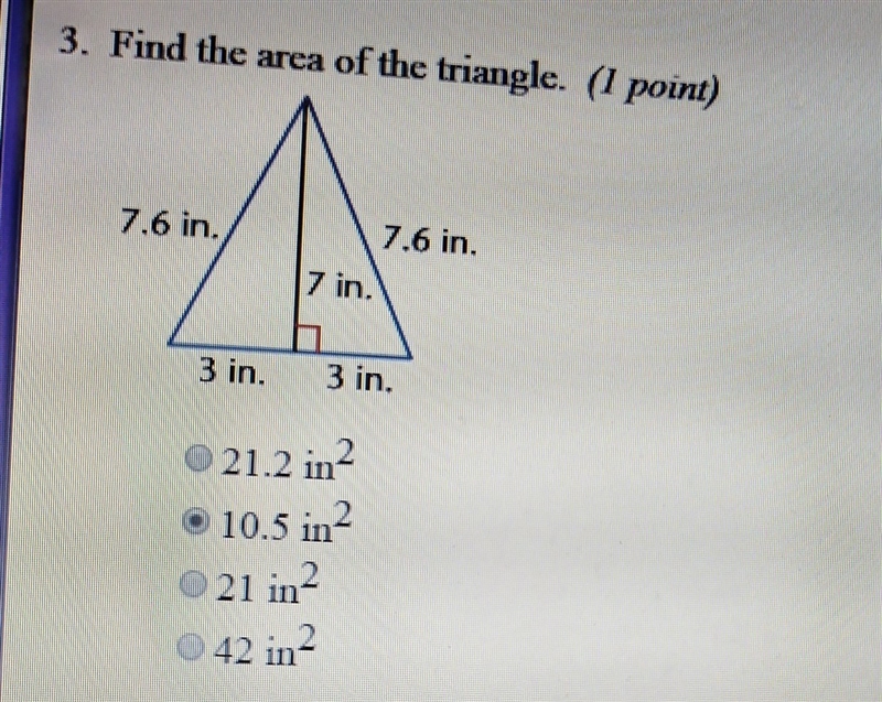 please check my answer! find the area of the triangle. please check asap! thank you-example-1