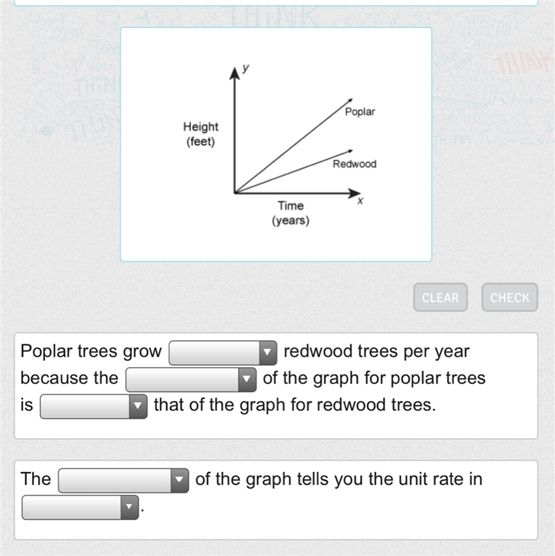 Use the drop-down menus to complete the statements to match the information shown-example-1