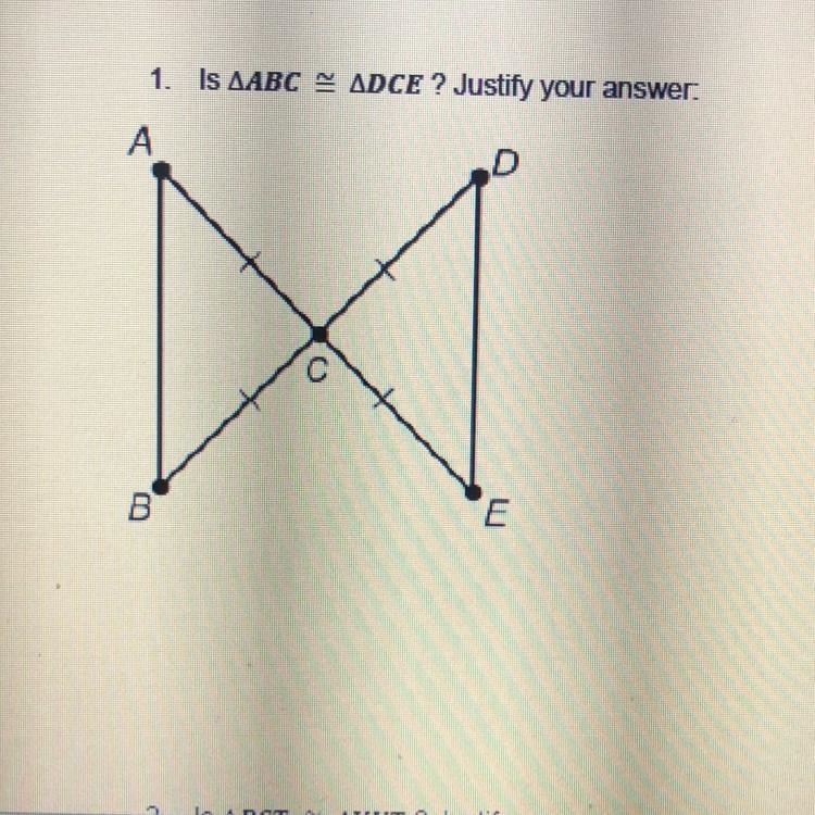 Is AABC ADCE ? Justify your answer.-example-1