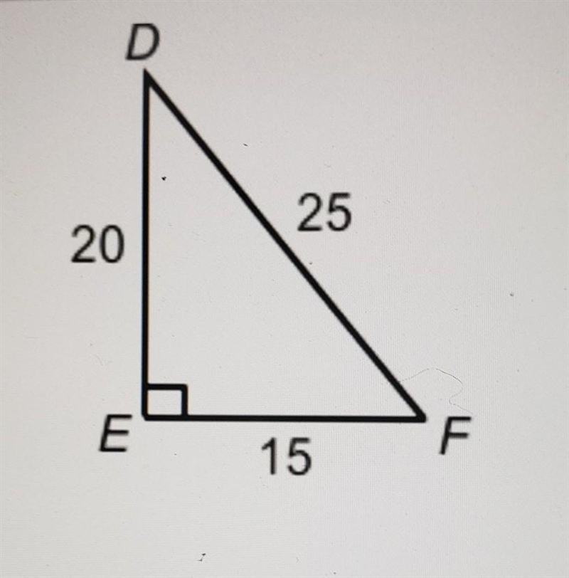 What is the cosine of angle F A. 4/5 B. 3/4 C. 5/4 D. 3/5​-example-1