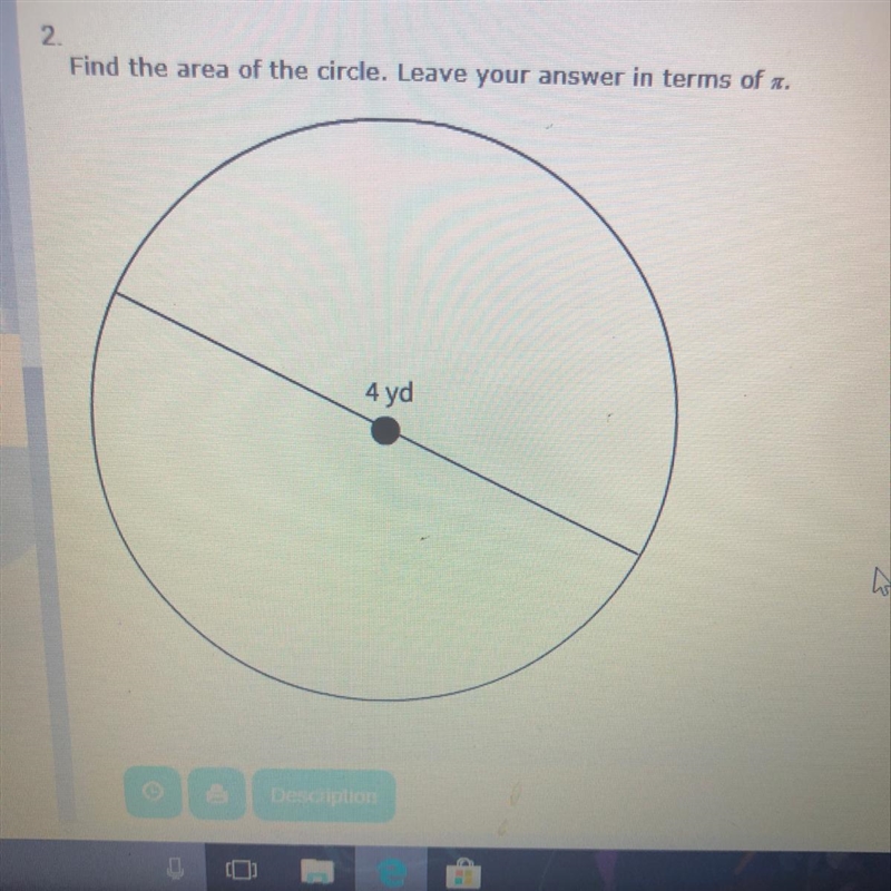 Find the area of the circle. Leave your answer in terms of pi. Answer options: 16pi-example-1