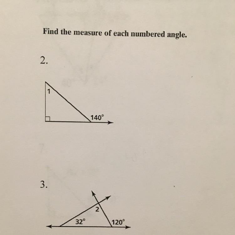 Find the measure of each numbered angle.-example-1