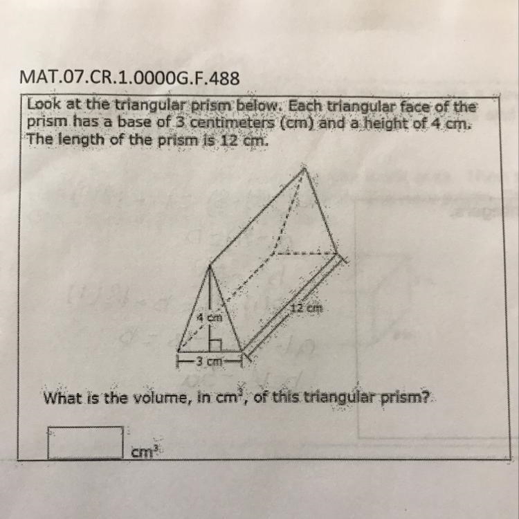 Look at the triangular prism below. Each triangular face or the prism has a base of-example-1