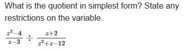 What is the quotient in simplest form? State any restrictions on the variable. Show-example-1