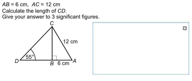 Ab=6cm Ac=12 calculate the lenght of cd-example-1