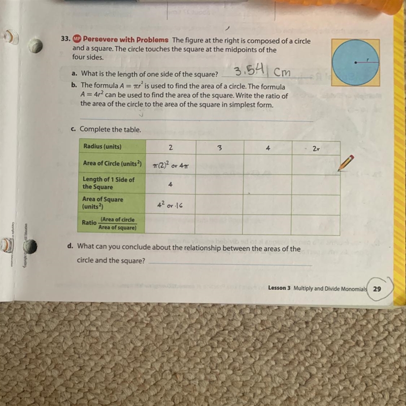 33. Persevere with Problems The figure at the right is composed of a circle and a-example-1