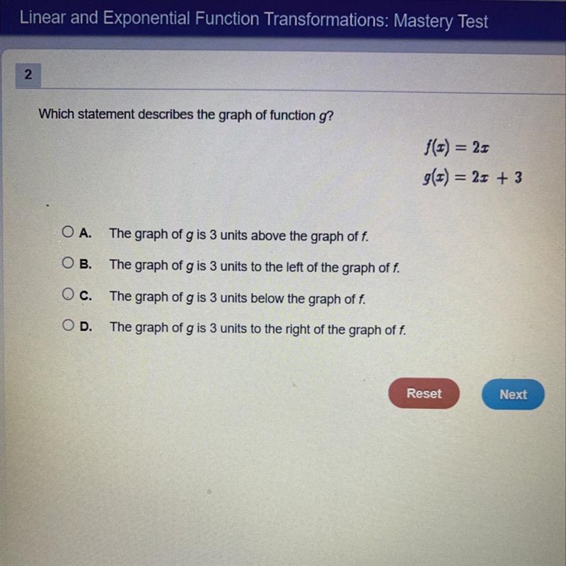 Which statement describes the graph of function g?-example-1