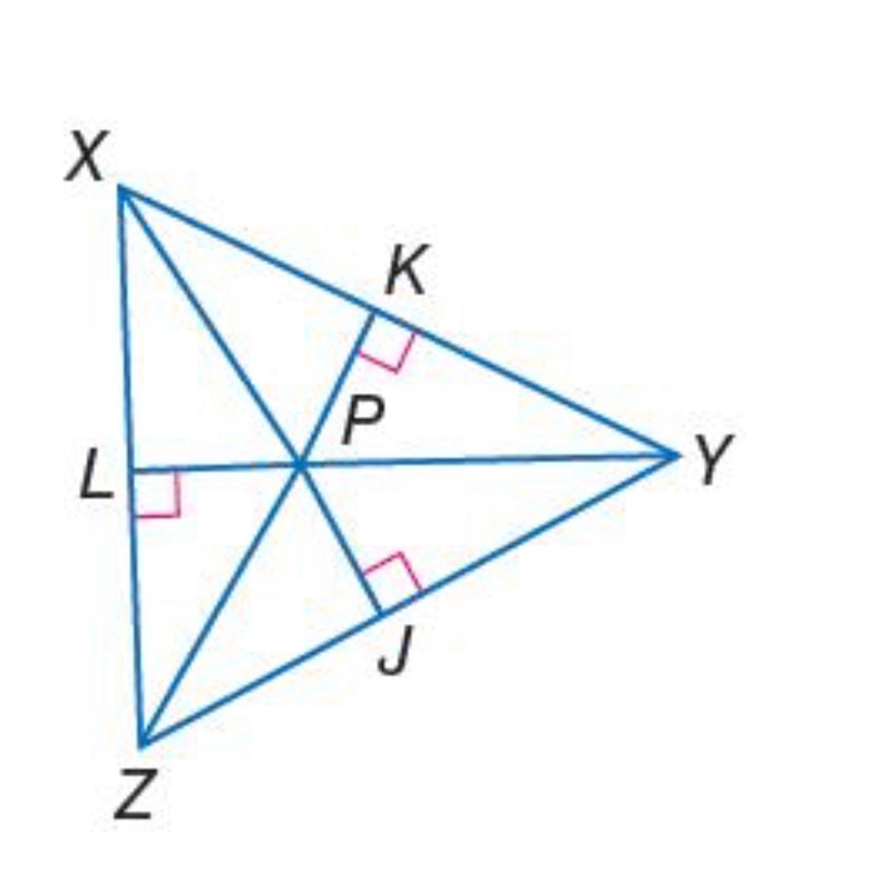 P is the incenter of ΔXYZ. If PY = 35 and JY = 28, find LP. A) 28 B) 35 C) 20 D) 21-example-1