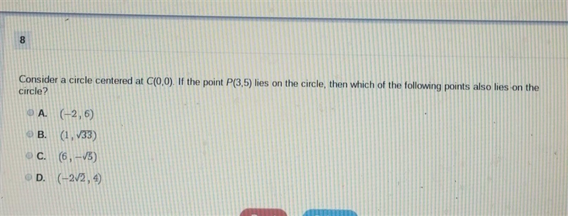 Which point lies on the circle​-example-1