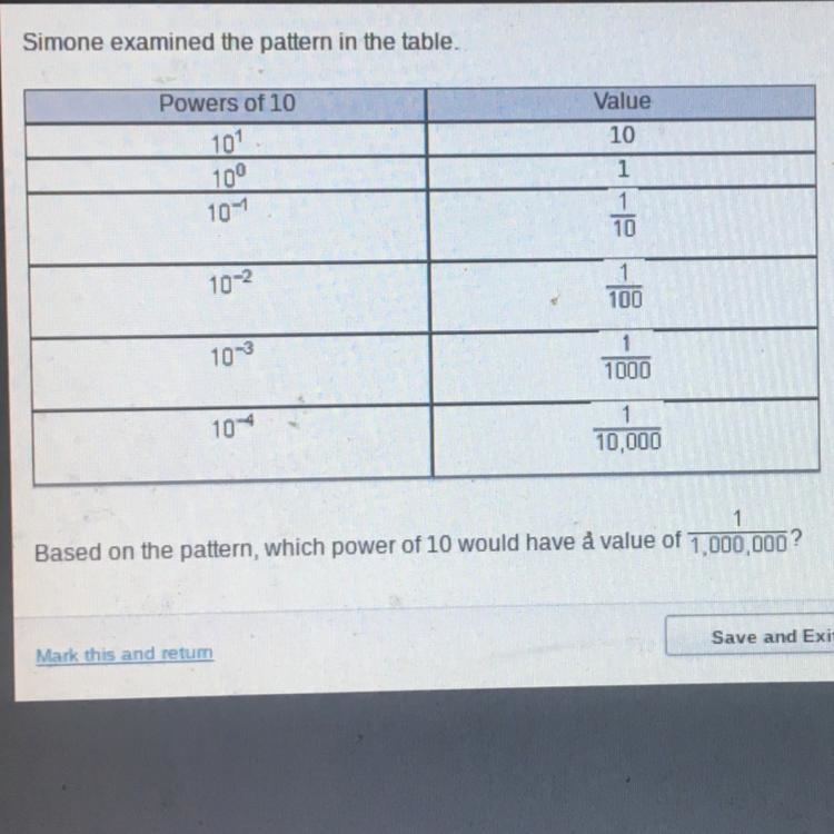 Answers are a. 10^-6 b. 10^-5 c.10^5 d.10^6-example-1