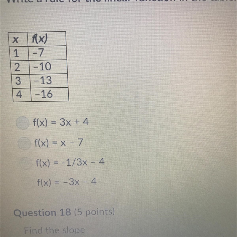 Write a rule for the linear function in the table.-example-1