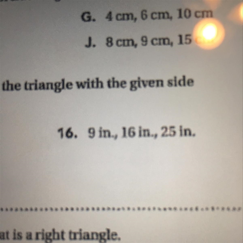 Number 16 need major help Q: tell wether the triangle with the given side lengths-example-1