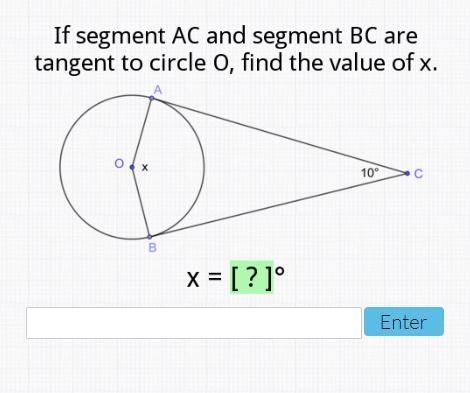 -50 Points- If segment AC and segment BC are tangent to circle O, find the value of-example-1