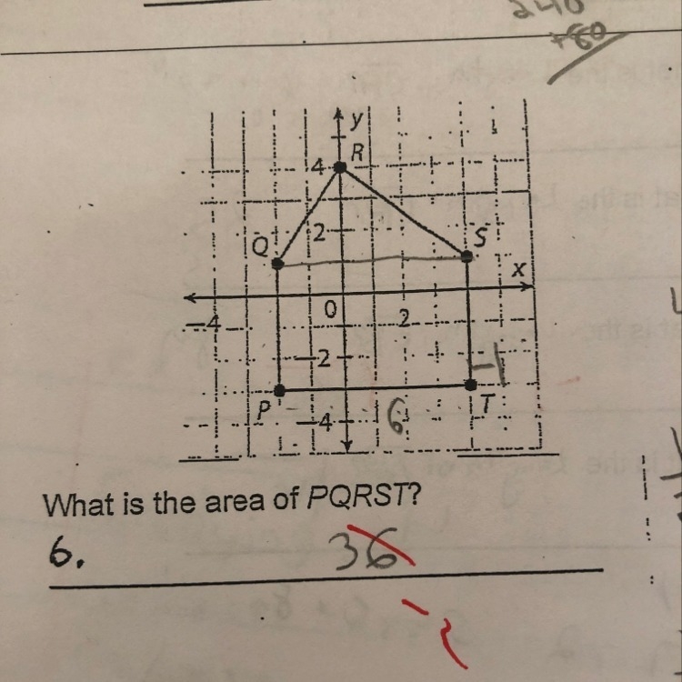 What is the area of PQRST?-example-1