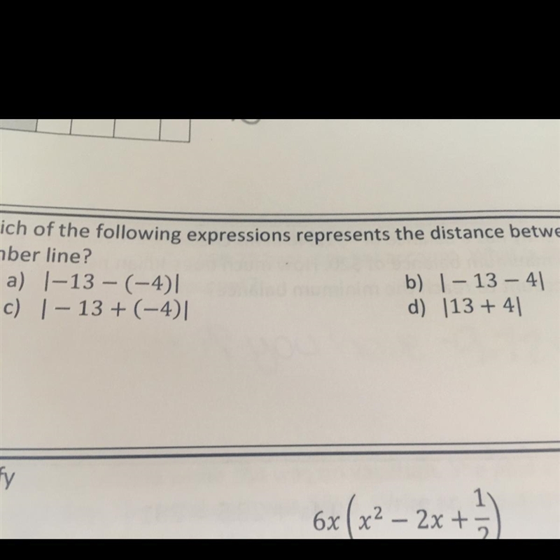 Which of the following expressions represents the distance between -13 and -4 on a-example-1