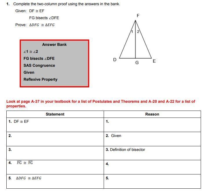 Complete the two-column proof using the answers in the bank.-example-1