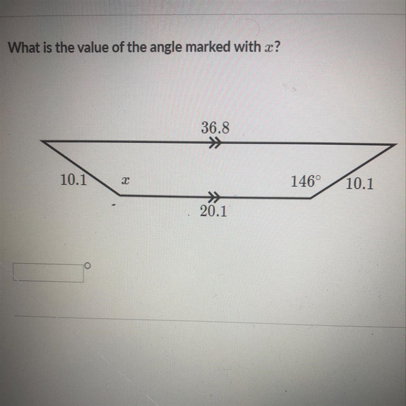 What is the value of the angle marked with x?-example-1