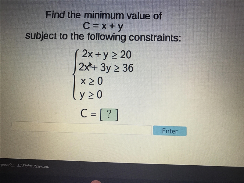 Linear programming find the minimum value-example-1