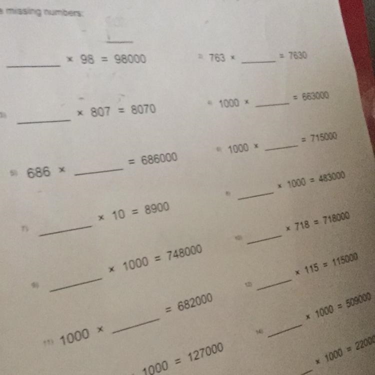 Multiplying by 10 , 100 , 1000 just write the answer down picture below-example-1