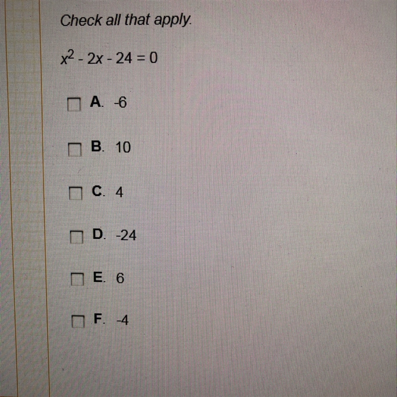 Which of the following are solutions to the equation below?-example-1